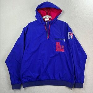 Vintage Nike International Quarter Zip Jacket Mens Large Blue Red Pullover 80s
